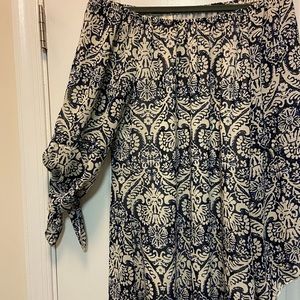 Off the shoulder tunic bell tie sleeve tunic dress knee length lined chiffon
